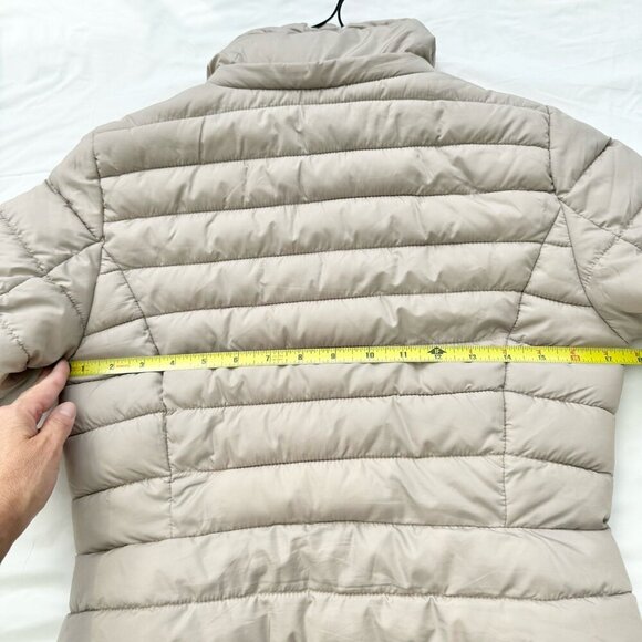 Zara Puffer Jacket women Size Small Removable Hood Beige Light Weight - Picture 10 of 16